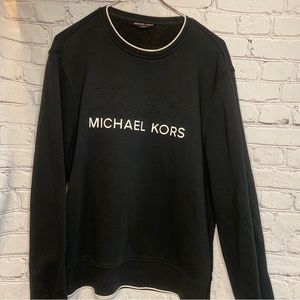 MICHAEL KORS Men’s Sweater Black White Spell Out Logo Size XL